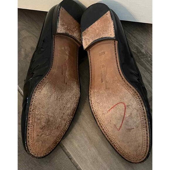 Men's Size 13 Black Genuine Patent Leather & Satin - Tuxedo Loafers - Picture 3 of 4